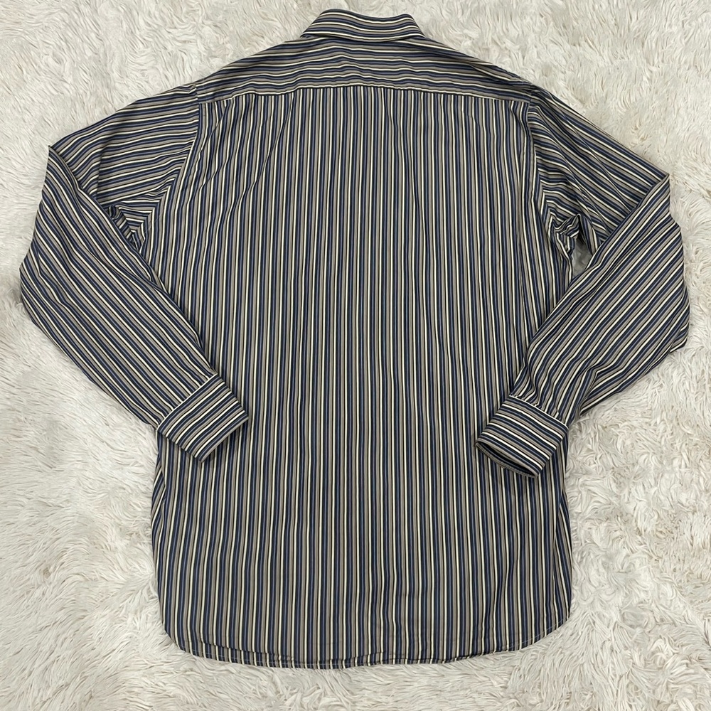BOSS Hugo Boss Men's‎ Long Sleeve Button-Down Shirt 41 / 16 Striped Blue Brown - Picture 5 of 6